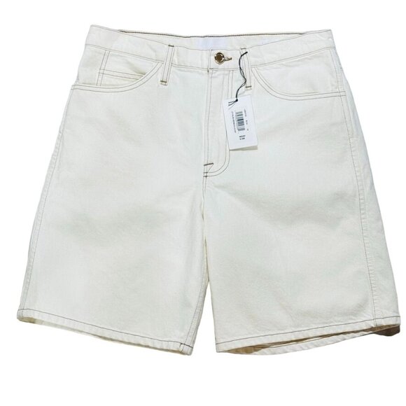 FRAME Le Italien Women's Shorts Off White Cotton Bermuda Top Stitching Size 29 - Picture 5 of 12